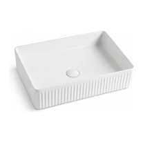ARES R, ALB, LAVOAR DREPTUNGHIULAR, RIFLAT CU BORDURA, FARA  ORIFICIU  PENTRU BATERIE SI FARA  PREAPLIN, 50X34X13CM, 1599